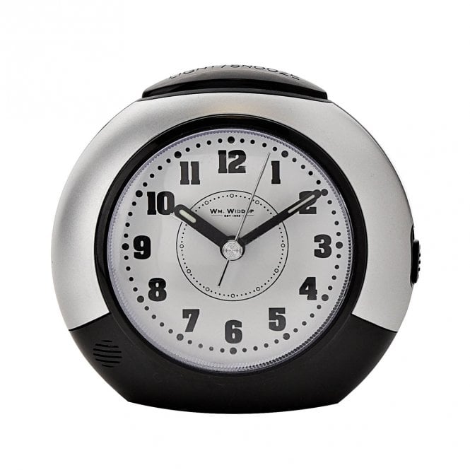 Wm.Widdop  Black & Silver Round Alarm Clock 10.5 x 11.5 x 5cm 