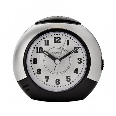 Wm.Widdop Black & Silver Round Alarm Clock 10.5 x 11.5 x 5cm 