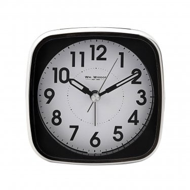 Wm.Widdop Black & Silver Square Alarm Clock 9.6 x 5.1 x 9.4cm