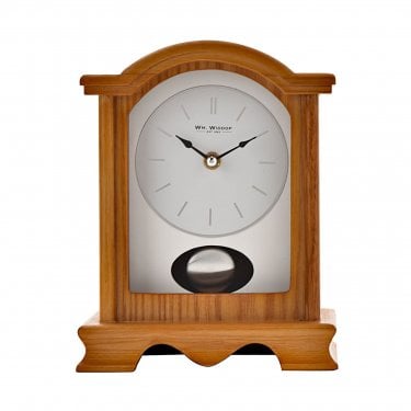 Wm.Widdop Broken Arch Oak Effect Pendulum Mantel Clock 22 x 16.5 x 11.5cm