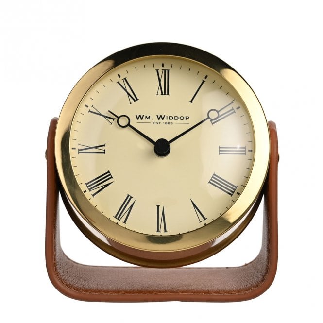 Wm.Widdop  Gold Tone Mantel Clock On Stand 10.6 x 9.9 x 5.2cm