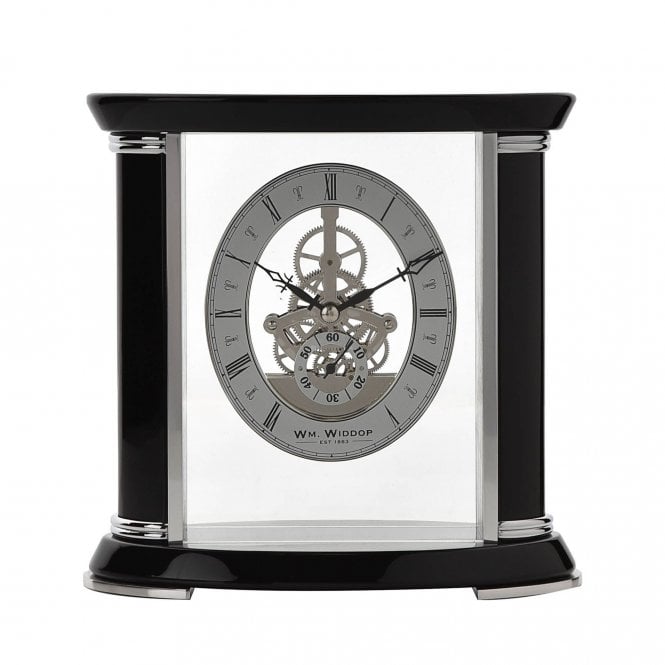 Wm.Widdop  Piano Wood Skeleton Movement Mantel Clock 20 x 10.3 x 20.5cm
