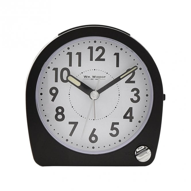 Wm.Widdop  Round Black Alarm Clock 10 x 9.5 x 5cm