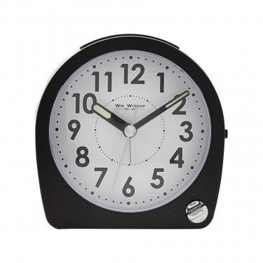 Wm.Widdop Round Black Alarm Clock 10 x 9.5 x 5cm