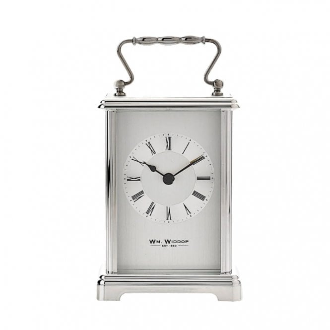 Wm.Widdop Silver Colour Carriage Clock  H 165, W 90, D 60mm