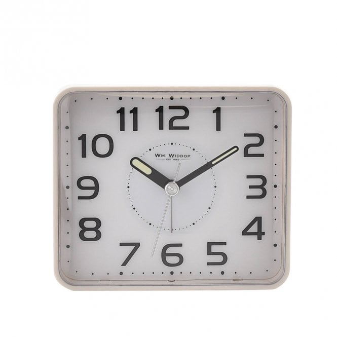 Wm.Widdop  White Alarm Clock 9.5 x 10.5 x 4cm