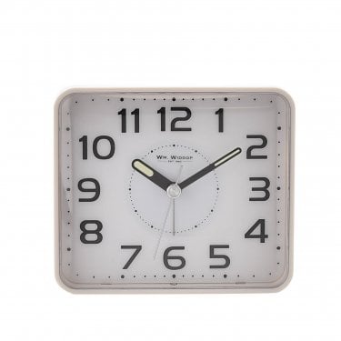 Wm.Widdop White Alarm Clock 9.5 x 10.5 x 4cm