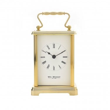 Wm.Widdop White Dial Gold Tone Carriage Clock 16 x 9 x 6cm